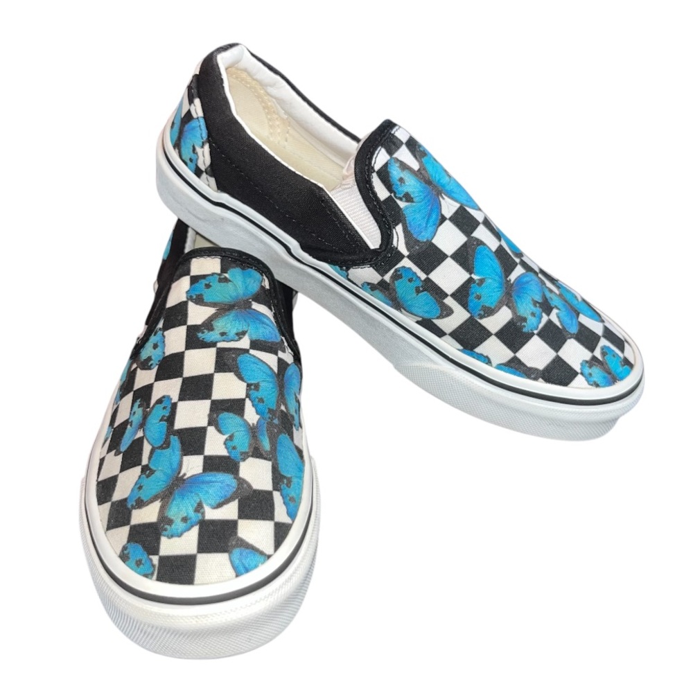 Converse Blue and Black Checkered Sneakers